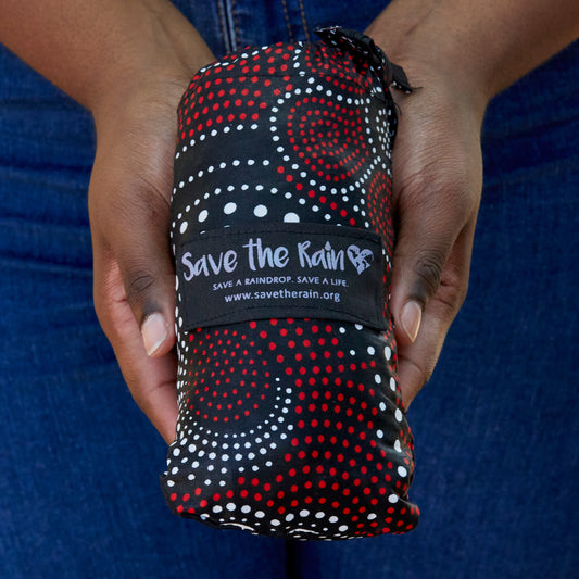 Compact Kitenge Tote Bag- "Scarlet Begonia"