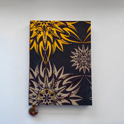 Notebook Wrapped in Kitenge Fabric, Medium- "Dandelion"