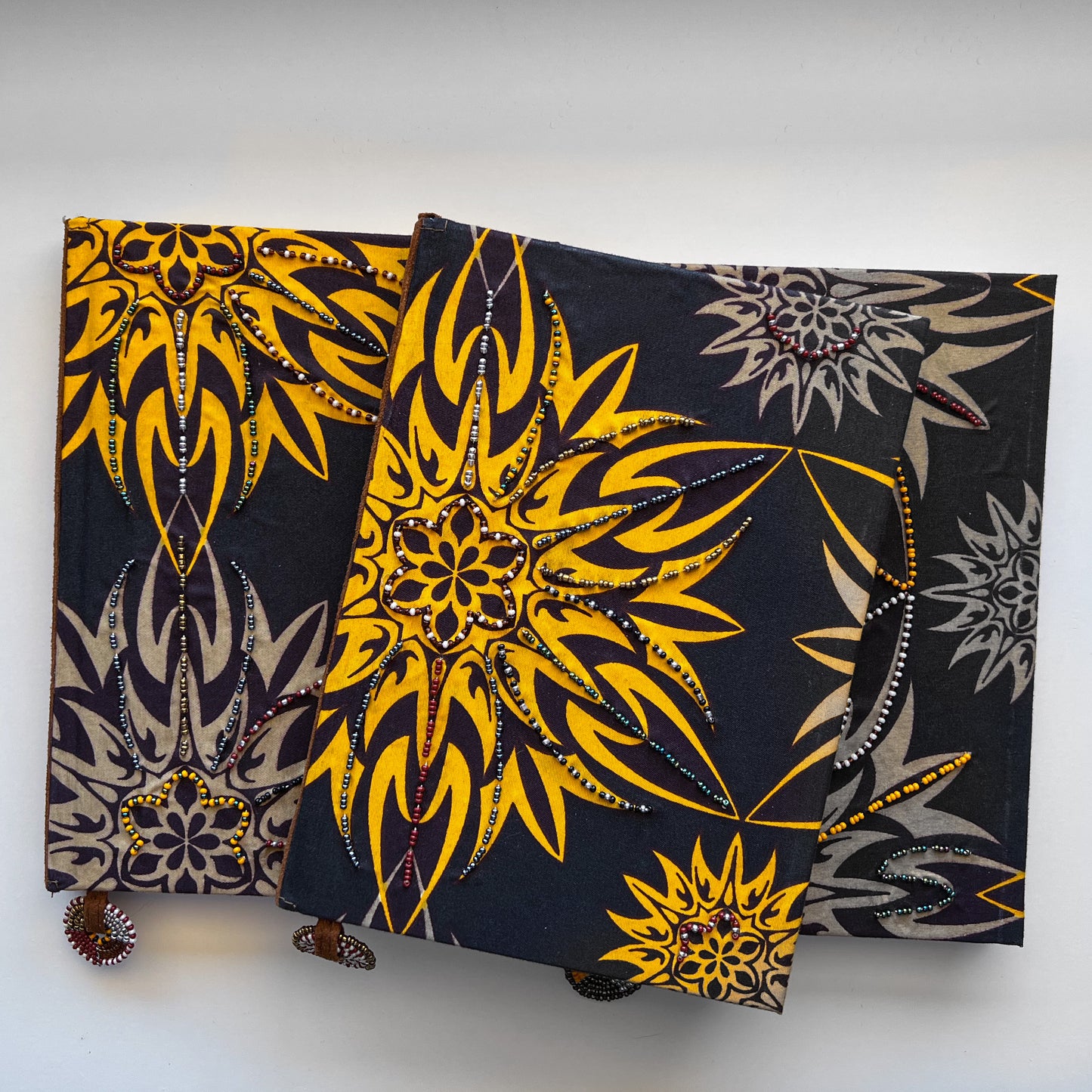 Notebook Wrapped in Kitenge Fabric, Medium- "Dandelion"